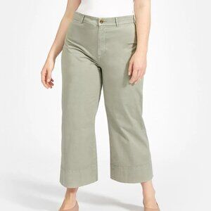 Everlane Olive Green Sage Green Lightweight Wide-Leg Crop Chino Pants- 8